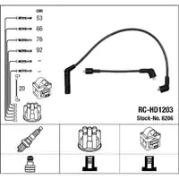 NGK 6206 RC-HD1203 Ignition Cable Set for HYUNDAI H-1/Starex H100 2.4 112/114/122 hp