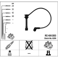 NGK 6209 RC-KA1203 Ignition Cable Set for KIA Carens 2, Shuma2, 1.6 Rio 1, and 1.5 16V