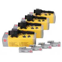 4x NGK Zündspule + 4x Zündkerze für VW Golf 7 Passat B8 Polo 5 Tiguan Touran 1.2/1.4 TSI