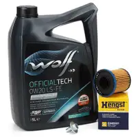 5L WOLF OFFICIALTECH 0W20 LS-FE + HENGST &Ouml;lfilter f&uuml;r OPEL Insignia B 2.0 CDTi F20DVH