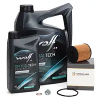 6L WOLF 5W30 MS-F Motor&ouml;l + HIRSCHER &Ouml;lfilter f&uuml;r FORD Focus 2 C-Max Kuga 1 4 2.0 TDCi