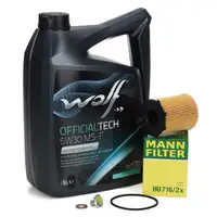5L WOLF 5W30 MS-F Motor&ouml;l + MANN &Ouml;lfilter f&uuml;r PSA FIAT FORD MAZDA MINI VOLVO 1.4-1.6D