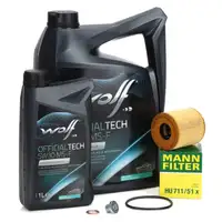 6L WOLF 5W30 MS-F Motor&ouml;l + MANN &Ouml;lfilter f&uuml;r FORD Focus 2 C-/S-Max Kuga 1 4 2.0 TDCi