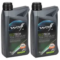 2L 2 Liter WOLF ECOTECH 75W PREMIUM Getriebe&ouml;l Schaltgetriebe&ouml;l API GL-4+