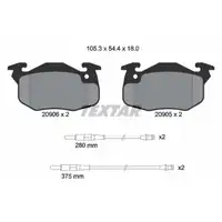 TEXTAR 2090604 Bremsbel&auml;ge + Warnkontaktsensor f&uuml;r CITROEN ZX/Break N2 PEUGEOT 306 vorne
