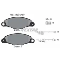 TEXTAR 2198804 Bremsbel&auml;ge + Warnsensor f&uuml;r PEUGEOT 206 2.0 S16 136 bis ORGA 08777 vorne