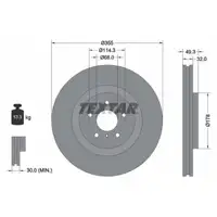 TEXTAR 92199105 Bremsscheiben Satz f&uuml;r NISSAN 370Z Z34 3.7/NISMO 328/330/344 PS vorne