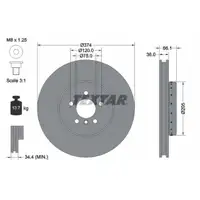 TEXTAR Bremsscheiben Satz f&uuml;r BMW 5er F10 F11 F07 6er F12 F13 F06 7er F01-04 vorne
