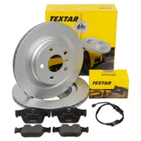 TEXTAR Brake Discs + Brake Pads + Sensor for BMW 2 Series 218i, 216/218d with M Technology (rear)