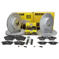 TEXTAR Bremsscheiben + Bel&auml;ge + Sensor f&uuml;r MERCEDES W204 mit Sportpaket vorne + hinten