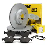 TEXTAR Bremsscheiben + Bel&auml;ge + Warnsensor f&uuml;r BMW 1er E81 130i 123d bis 03.2010 vorne