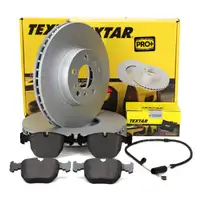 TEXTAR Bremsscheiben + Bremsbel&auml;ge + Warnkontaktsensor f&uuml;r BMW X5 E53 3.0i 4.4i 3.0d vorne