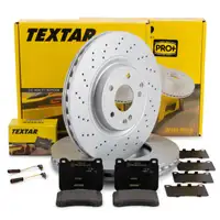 TEXTAR Bremsscheiben + Bremsbel&auml;ge + Sensor f&uuml;r MERCEDES W203 S203 C209 A209 R171 vorne