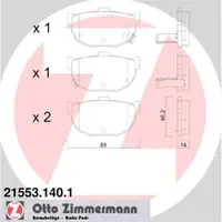 ZIMMERMANN Brake Pads for HONDA Insight, HYUNDAI Elantra Coupe, Lantra, and KIA Cerato (Rear)