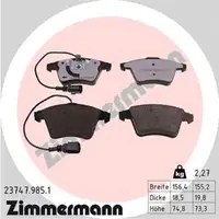ZIMMERMANN rd:z Brake Pads + Warning Contact Cable for VW Touareg 7L PR-1LB (Front)