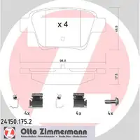 ZIMMERMANN Bremsscheiben + Radlager + Bremsbel&auml;ge f&uuml;r CITROEN C4 1 PEUGEOT bis ORGA hinten