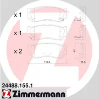 ZIMMERMANN Bremsscheiben + Bremsbel&auml;ge f&uuml;r HYUNDAI Santa Fe 2 CM hinten