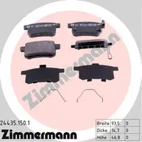ZIMMERMANN Bremsbel&auml;ge f&uuml;r HONDA Accord 3 CU + Tourer 2.0i 2.4i 2.2i-DTEC hinten