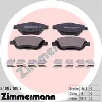 ZIMMERMANN 24883.180.2 Brake Pads Brake Pad Set for CITROEN C3 2 DS3 PEUGEOT 2008 (Front)