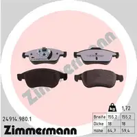 ZIMMERMANN rd:z Brake Pads for DACIA Dokker, Duster, RENAULT Captur, Megane 3 (Front)