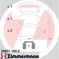 ZIMMERMANN Brake Pads for Chevrolet Aveo, Cruze, and Opel Astra J (Front)