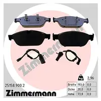 ZIMMERMANN rd:z Bremsbel&auml;ge + Wako f&uuml;r AUDI A6 C7 A7 4G A8 4H PR-1LF/1LL/1ZK/1LG vorne