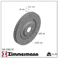 Zimmermann FORMULA Z Bremsscheiben + Bremsbel&auml;ge + Sensor f&uuml;r AUDI A6 C7 A7 4G 1LU vorne