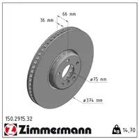 Zimmermann FORMULA F Bremsscheiben Satz f&uuml;r BMW 5er F11 F07 6er F12 F13 7er F01-04 vorne