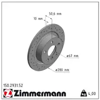 Zimmermann SPORT Bremsscheiben f&uuml;r BMW 2er F45 F46 X1 F48 + MINI F54 F60 hinten