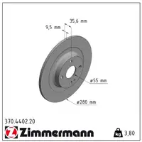 ZIMMERMANN Bremsscheiben Satz für ABARTH FIAT 124 Spider 348_ MAZDA MX-5 4 hinten