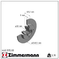 ZIMMERMANN Bremsscheiben + Radlager + Bel&auml;ge f&uuml;r CITROEN C4 1 PEUGEOT 207 307 hinten