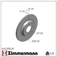 ZIMMERMANN 440.3126.20 Bremsscheiben f&uuml;r CITROEN C4 2 DS4 DS5 PEUGEOT 308 + CC 1.6 hinten
