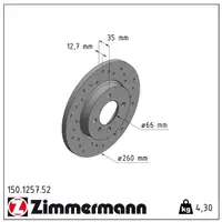 Zimmermann SPORT Bremsscheiben f&uuml;r BMW 3er E30 316 316i 318i 320i 324d vorne
