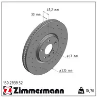 Zimmermann SPORT Bremsscheiben Satz f&uuml;r MINI F56 F54 F60 F57 Johne Cooper Works 231 vorne