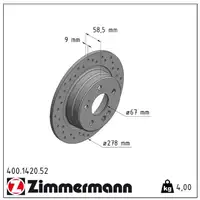 Zimmermann SPORT Bremsscheiben f&uuml;r Mercedes 190 W201 Evo II R129 280-320 hinten
