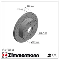 Zimmermann SPORT Bremsscheiben Satz f&uuml;r Chevrolet Captiva Opel Antara hinten