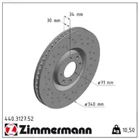 Zimmermann SPORT Bremsscheiben Satz f&uuml;r CITROEN DS4 DS5 PEUGEOT 308 1 1.6 GTi 200 PS vorne