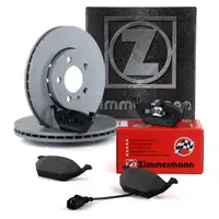 ZIMMERMANN Bremsscheiben + Bel&auml;ge + Wako f&uuml;r AUDI A3 8L VW Golf 4 Polo 9N vorne