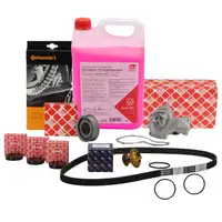 CONTI Zahnriemen + Spannrolle + Thermostat febi Wapu + Frostschutz f&uuml;r VW Golf 1 2 3