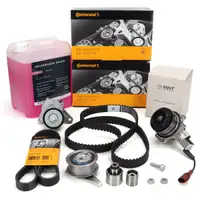 CONTI Zahnriemensatz + Keilriemen + Wapu + 5L OE Frostschutz f&uuml;r VW Golf 7 1.6/2.0 TDI