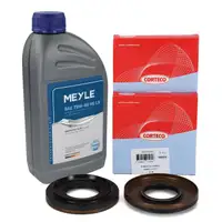 2x CORTECO Wellendichtring Differential + 1L MEYLE 75W-90 Getriebe&ouml;l f&uuml;r BMW LAND ROVER