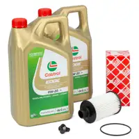 10L CASTROL EDGE 0W-20 C5 Motor&ouml;l + febi &Ouml;lfilter f&uuml;r LAND ROVER Range Rover 3 4/Sport 1 2