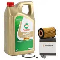 5L CASTROL EDGE 5W-30 LL Motoröl + HIRSCHER Ölfilter für VW Golf 7 Passat B8 1.6/2.0 TDI