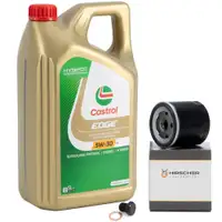 5L CASTROL EDGE 5W-30 LL Motor&ouml;l + HIRSCHER &Ouml;lfilter f&uuml;r VW Golf 7 8 Passat B8 1.0-1.5 TSI