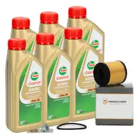 6L CASTROL EDGE A5 0W-30 + HIRSCHER &Ouml;lfilter f&uuml;r VOLVO C30 C70 S40 S80 V50 V70 2.0 D