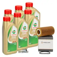 6L CASTROL EDGE Motor&ouml;l &Ouml;l A5 0W30 + HIRSCHER &Ouml;lfilter f&uuml;r VOLVO S40 S60 XC60 XC70 XC90