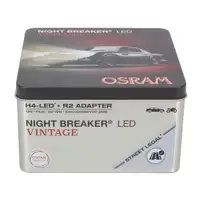 2x OSRAM H4 NIGHT BREAKER LED VINTAGE Lampe + R2 Adapter 12V 20/19W P43t +330% 3000K
