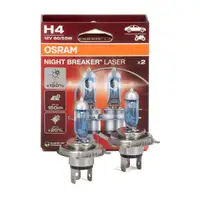 2x OSRAM Gl&uuml;hlampe H4 NIGHT BREAKER LASER 12V 60/55W P43t next Generation +150%