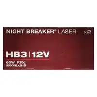 2x OSRAM Gl&uuml;hlampe Halogenlampe HB3 NIGHT BREAKER LASER P20d 60W 12V 3200K +150%