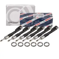 6x BOSCH Einspritzd&uuml;se + W&auml;rmeschutzscheibe f&uuml;r BMW E82/88 F20-23 F30-36 F10/11 X3-6 N55